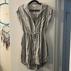 Striped Gray Button-Up Dress